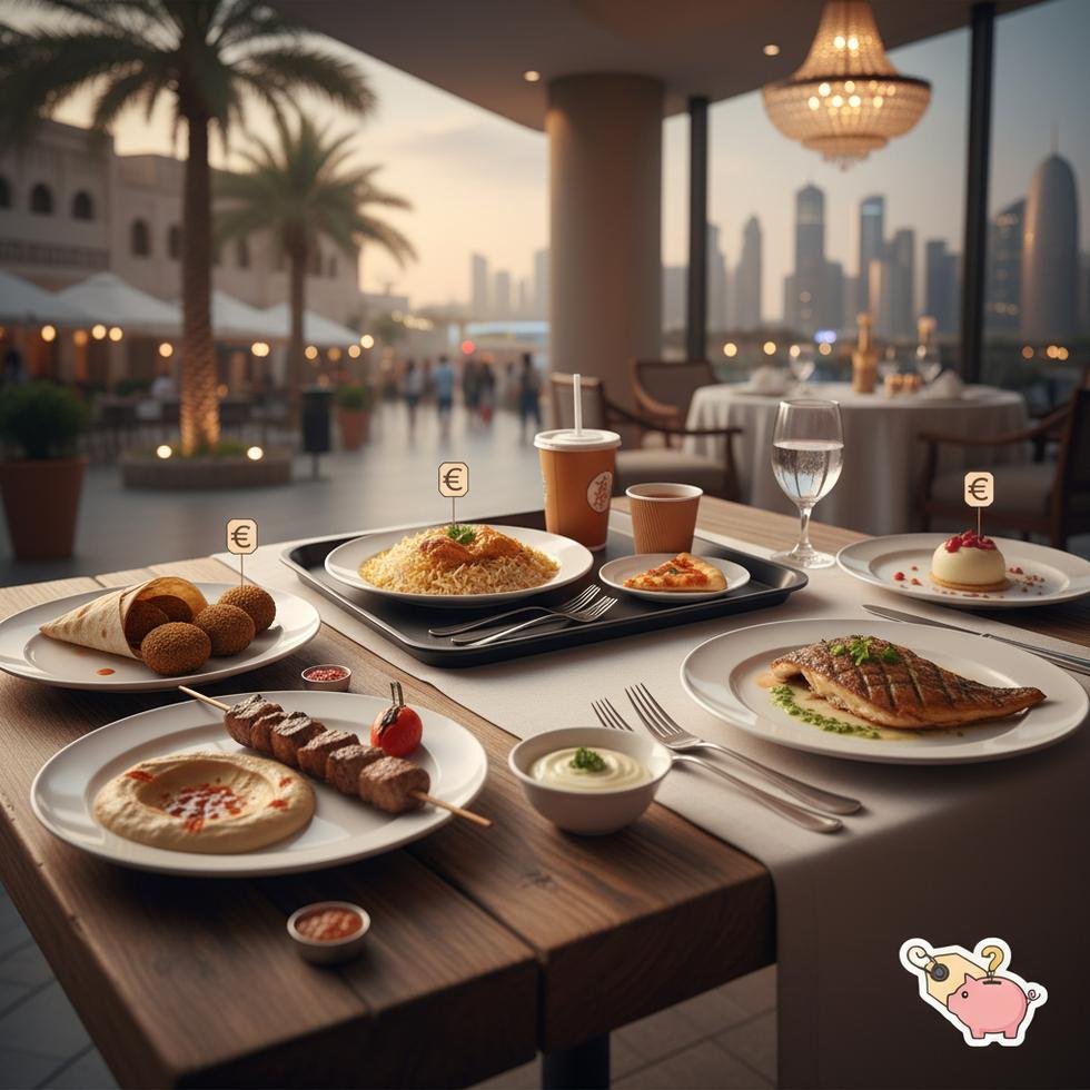 Doha'da bir restoranda yemek yiyen insanlar