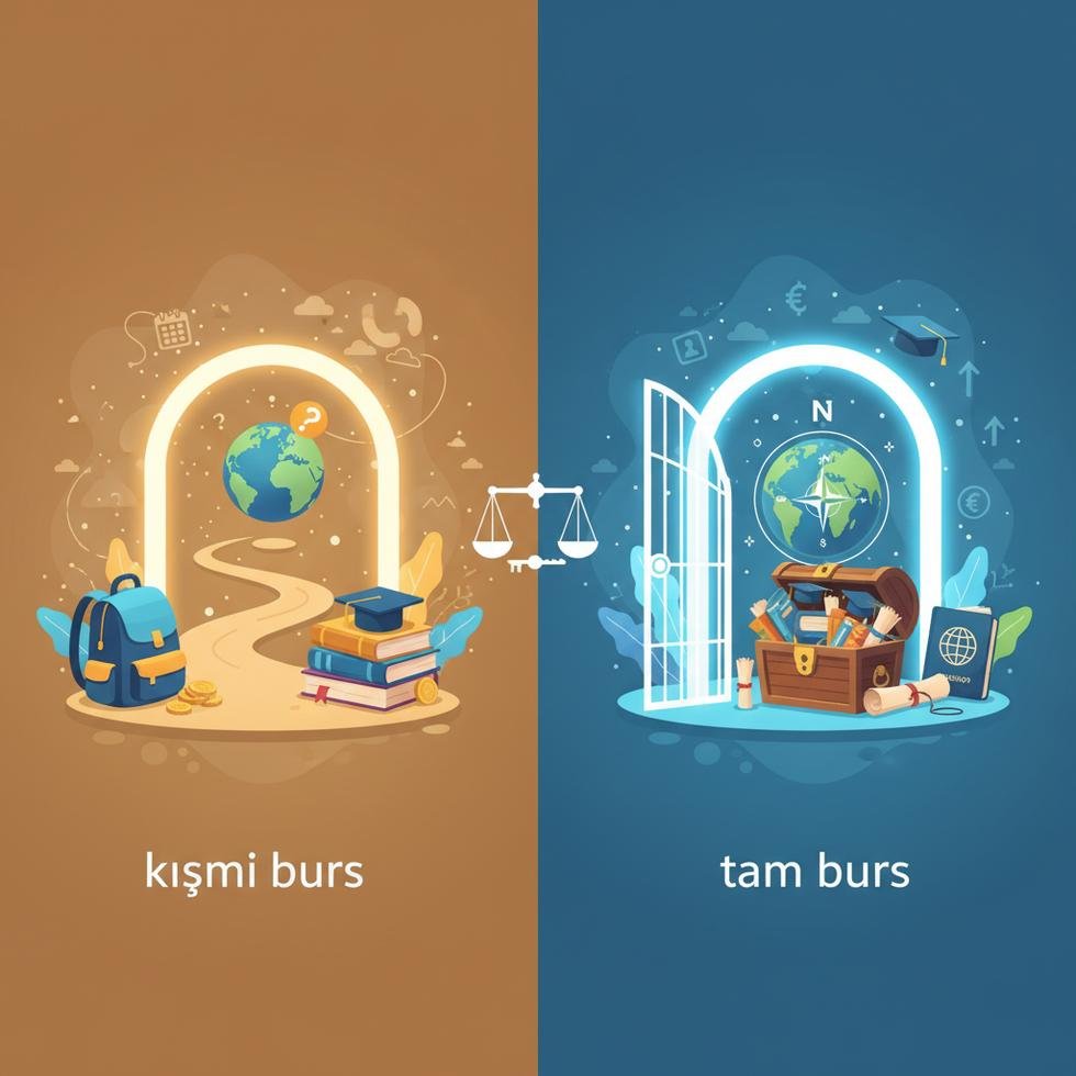 Kısmi burs ve tam burs seçeneklerini karşılaştıran tablo grafik