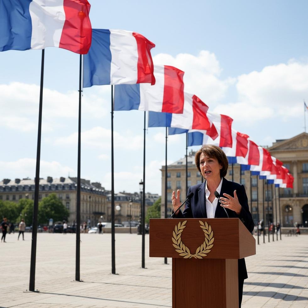 Marine Le Pen, Fransa'da bir konuşma yaparken