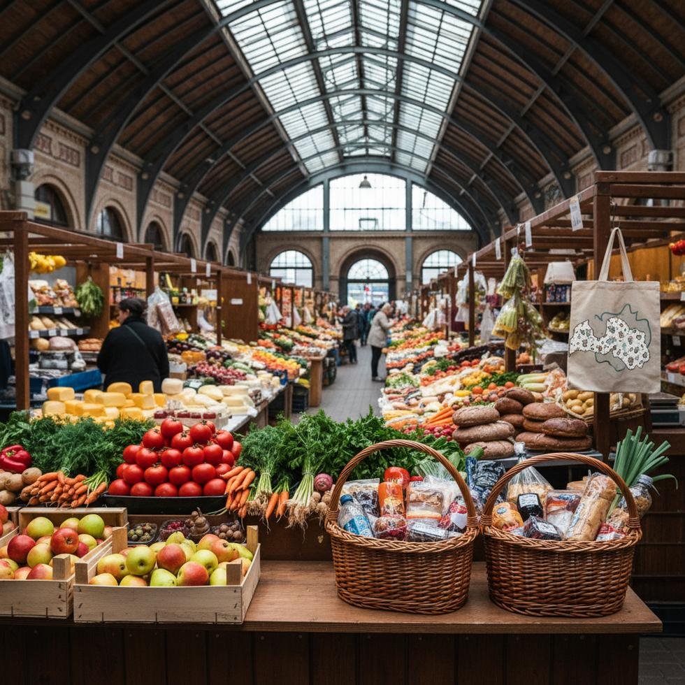 Letonya’da market alışverişi yapan bir kişinin alışveriş sepeti
