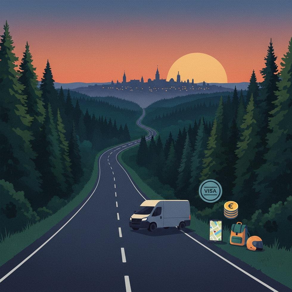 Litvanya sokaklarında çalışan kurye ve şoförler