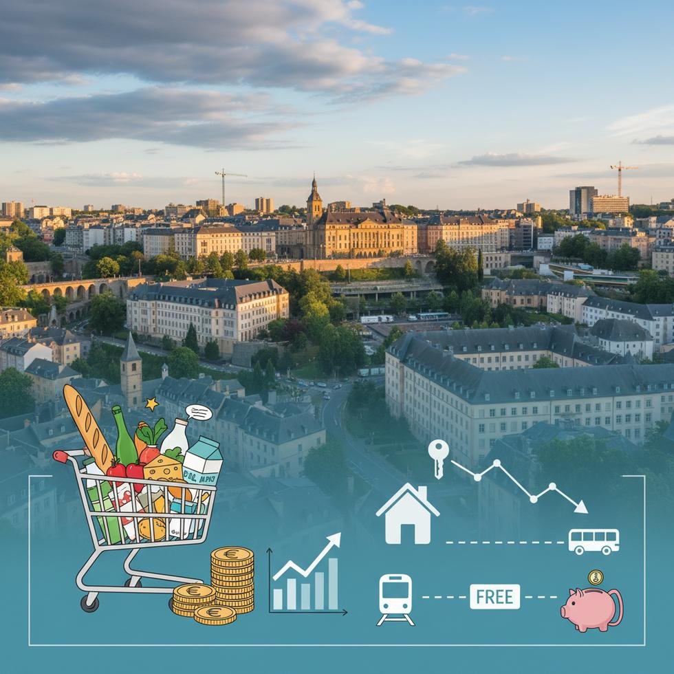 Lüksemburg’daki market ürünleri fiyat etiketleriyle bir market rafı