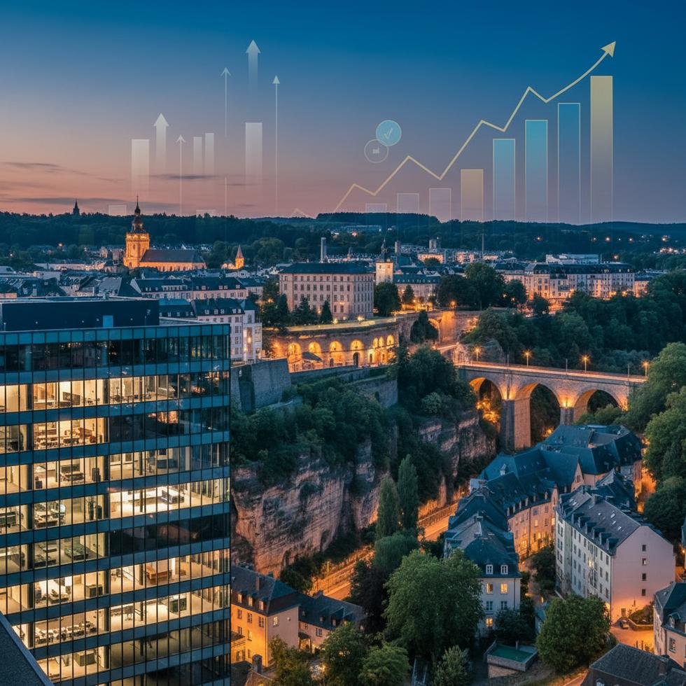 Lüksemburg'da çalışan bir mühendisin masa başında bilgisayarıyla çalışırken görüntüsü