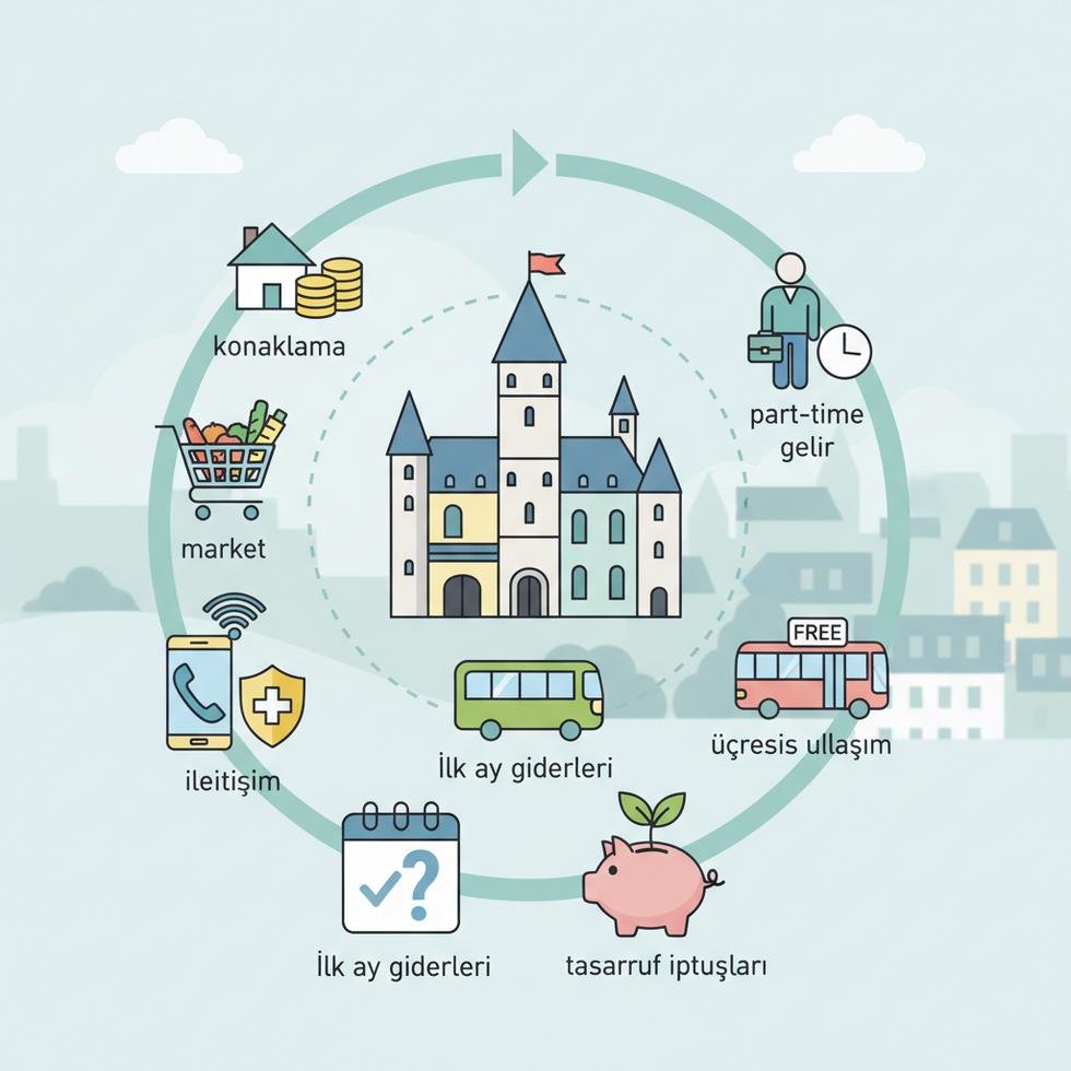 Lüksemburg'da bir öğrencinin aylık yaşam giderlerini gösteren bütçe planı