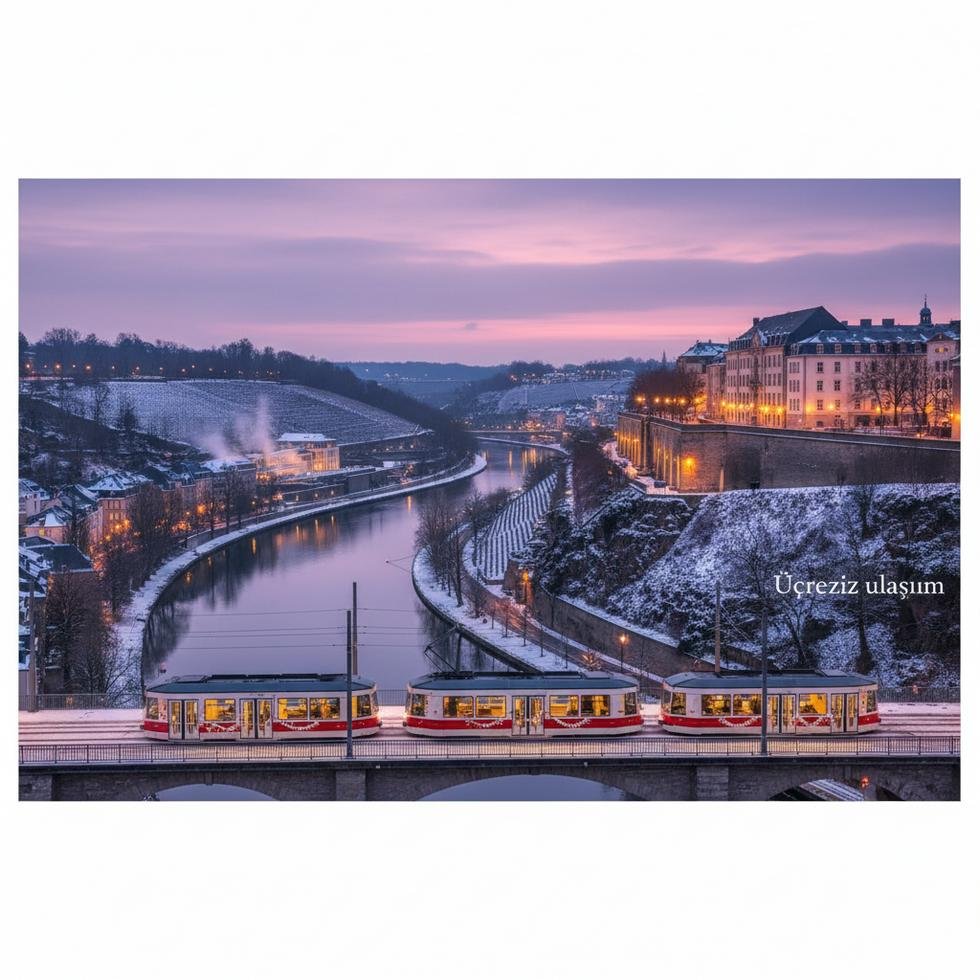 Romantik Lüksemburg şehir manzarasında gün batımı