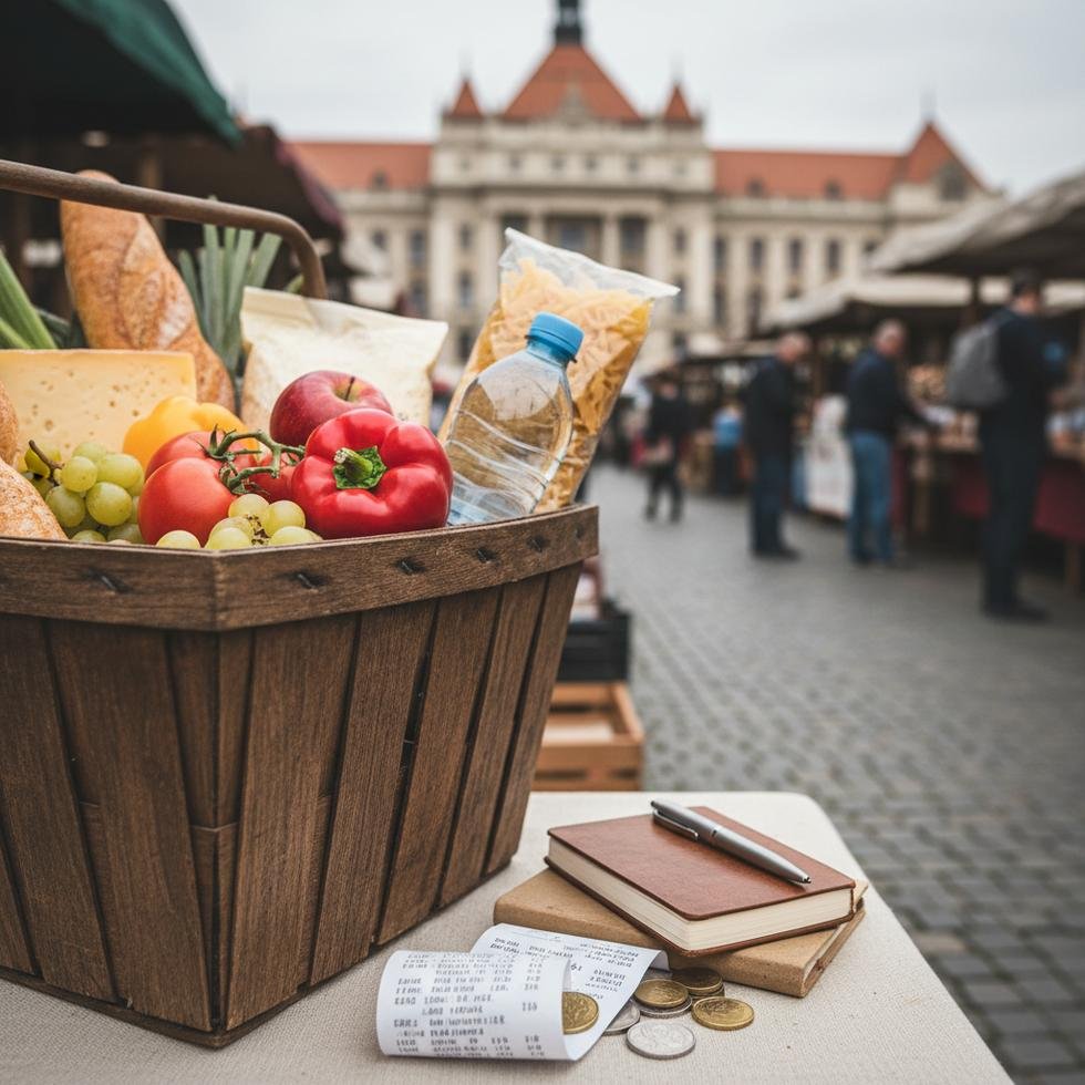 Macaristan'da market alışverişi yapan bir öğrenci