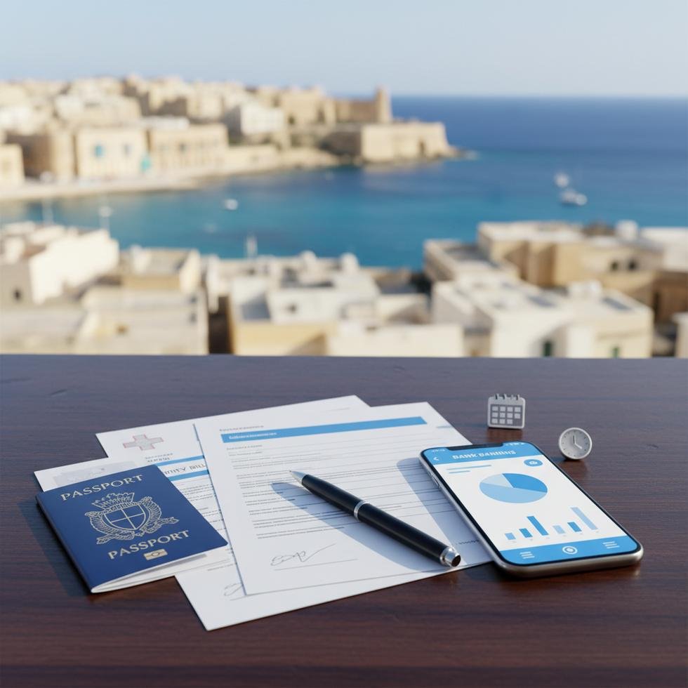 Malta'da banka hesabı açma sürecini anlatan detaylı rehber görseli