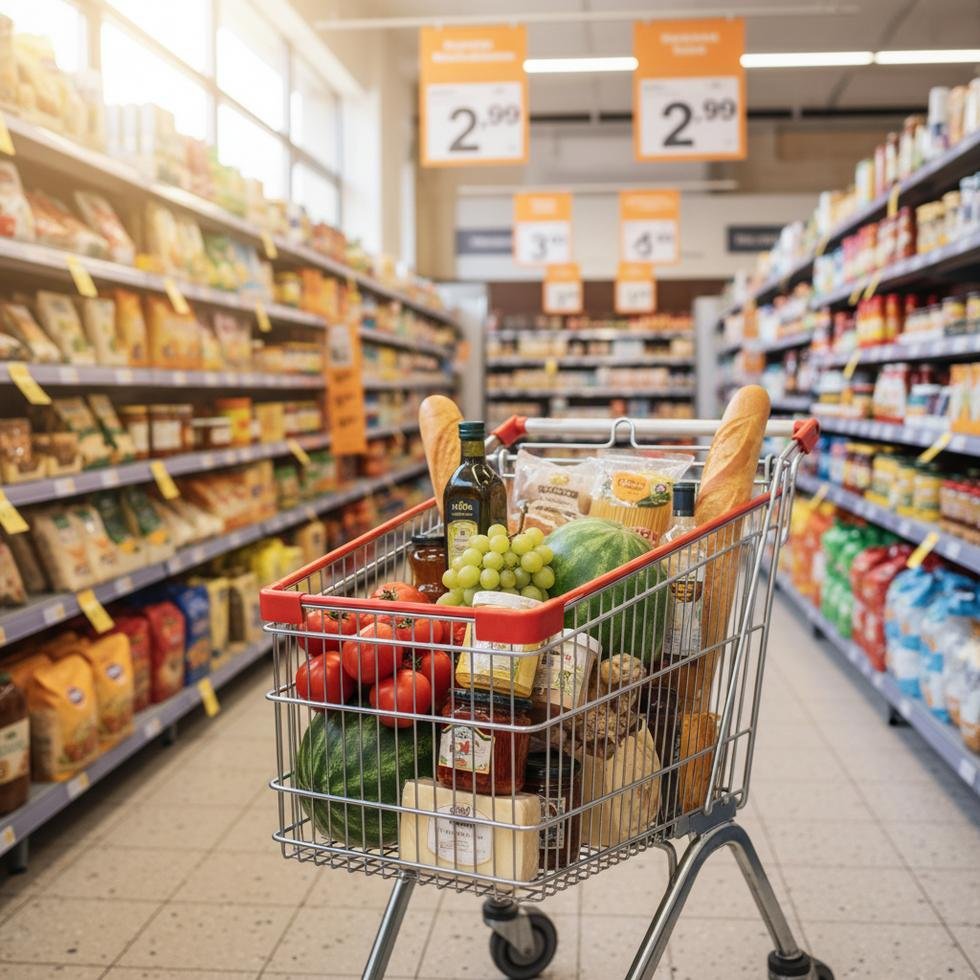 Malta'da bir markette sebze meyve reyonu