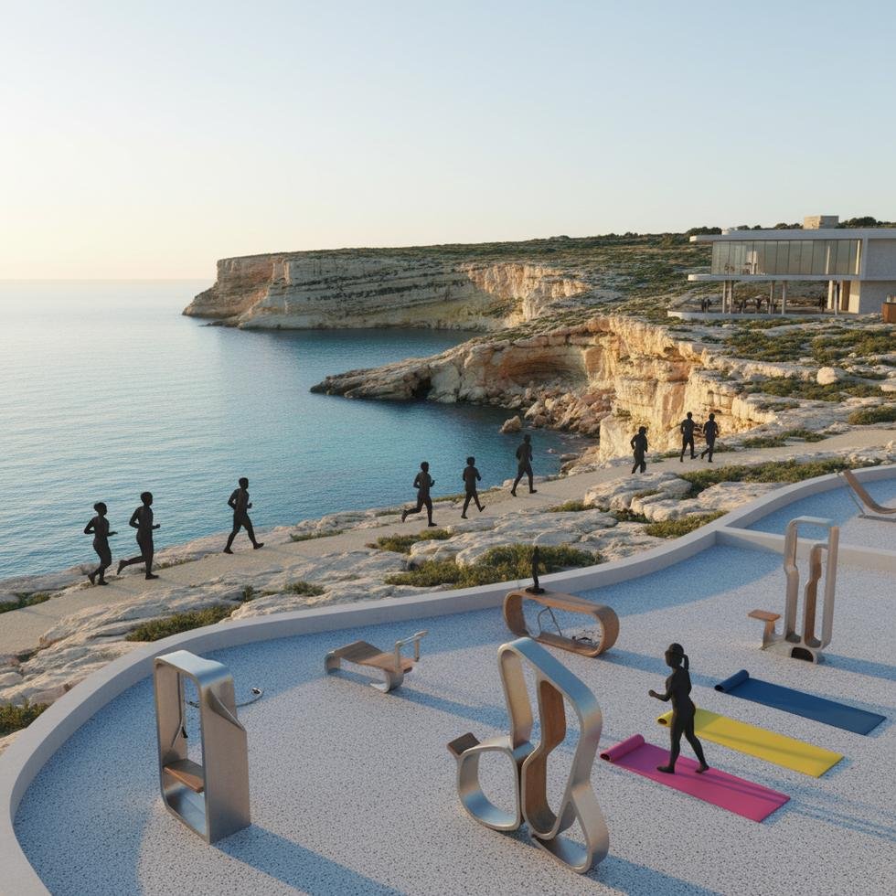 Malta'da bir spor salonunda antrenman yapan insanlar