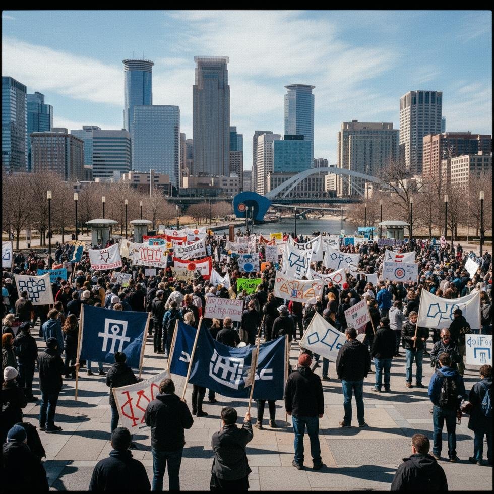 ABD'de göçmen karşıtı bir uygulamaya karşı protesto eden kalabalık ve pankartlar