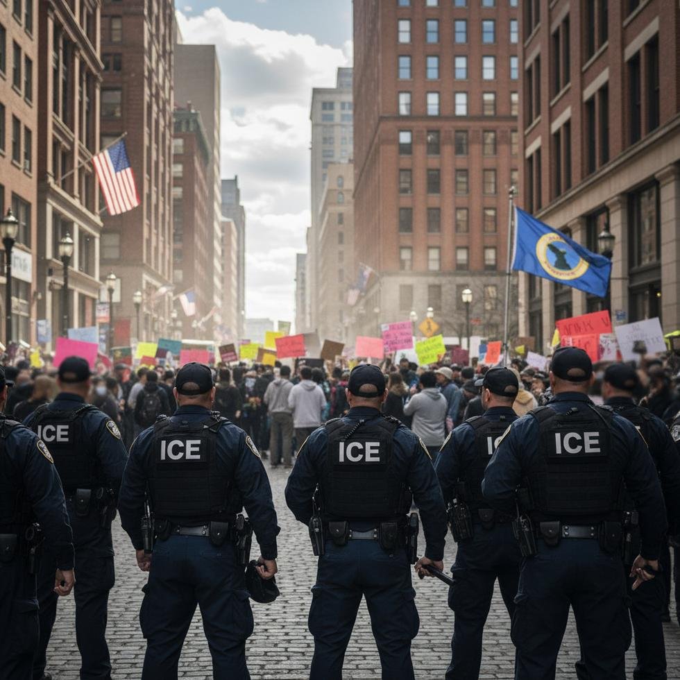 ABD göçmenlik ajanları ve protestocular karşı karşıya