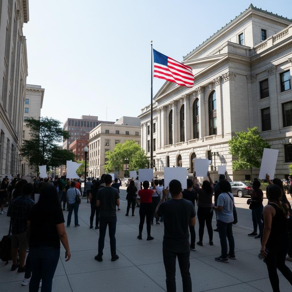 ABD mahkemesi önünde göçmenlik politikalarına karşı protesto gösterisi