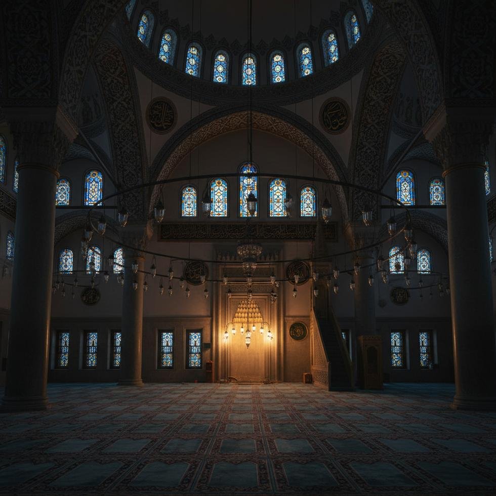 Miraç Kandili gecesi camide namaz kılan kişi