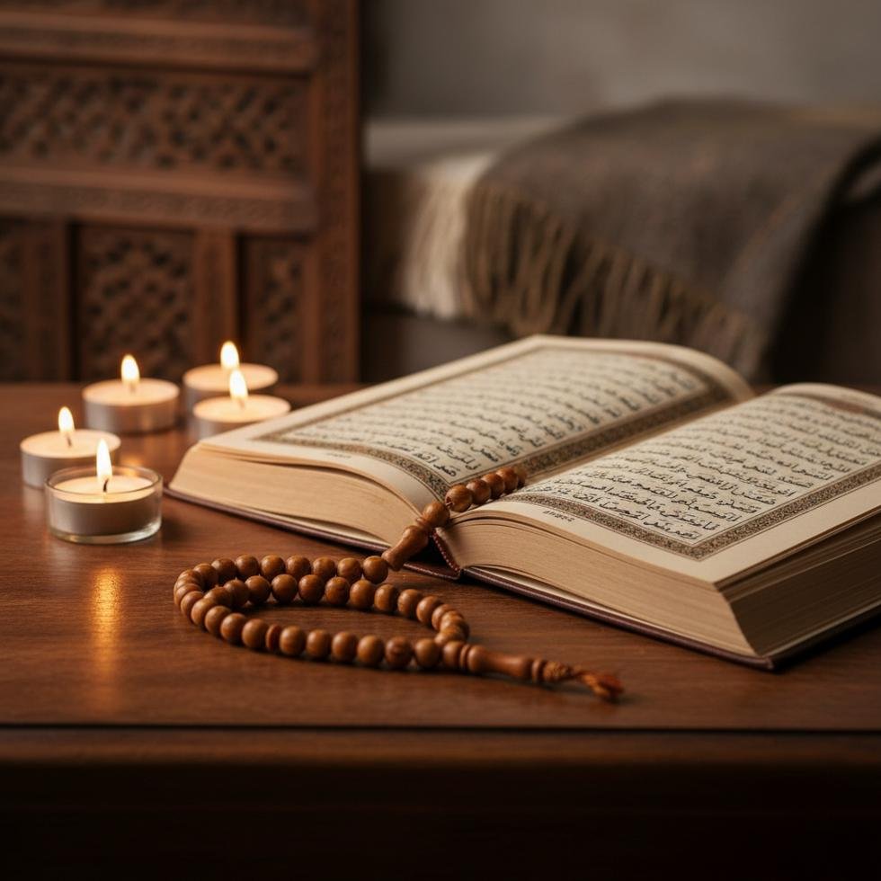 Kuran-ı Kerim ve tesbih, dua için hazırlanmış