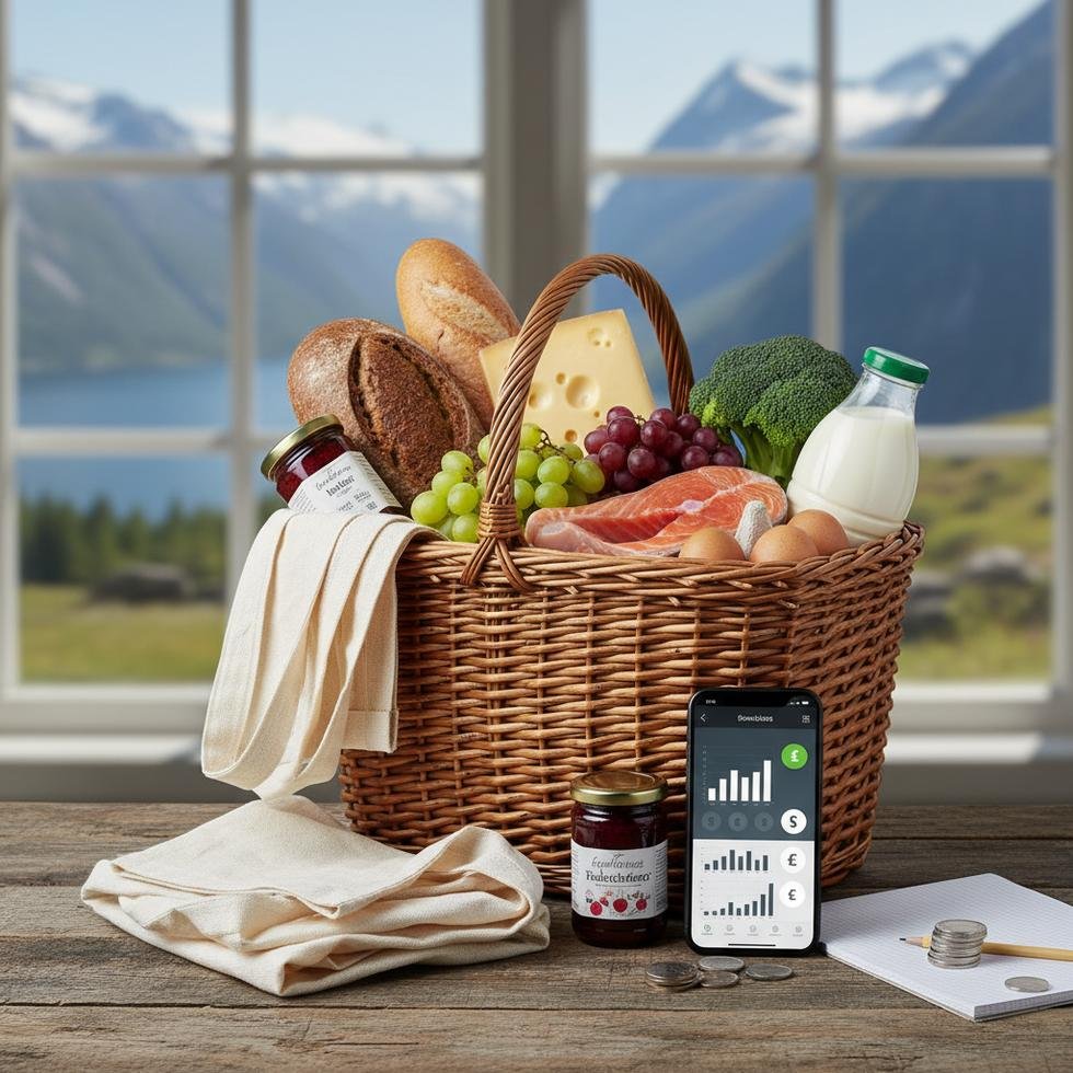 Norveç’te market alışverişi için raflardaki ürün etiketleri