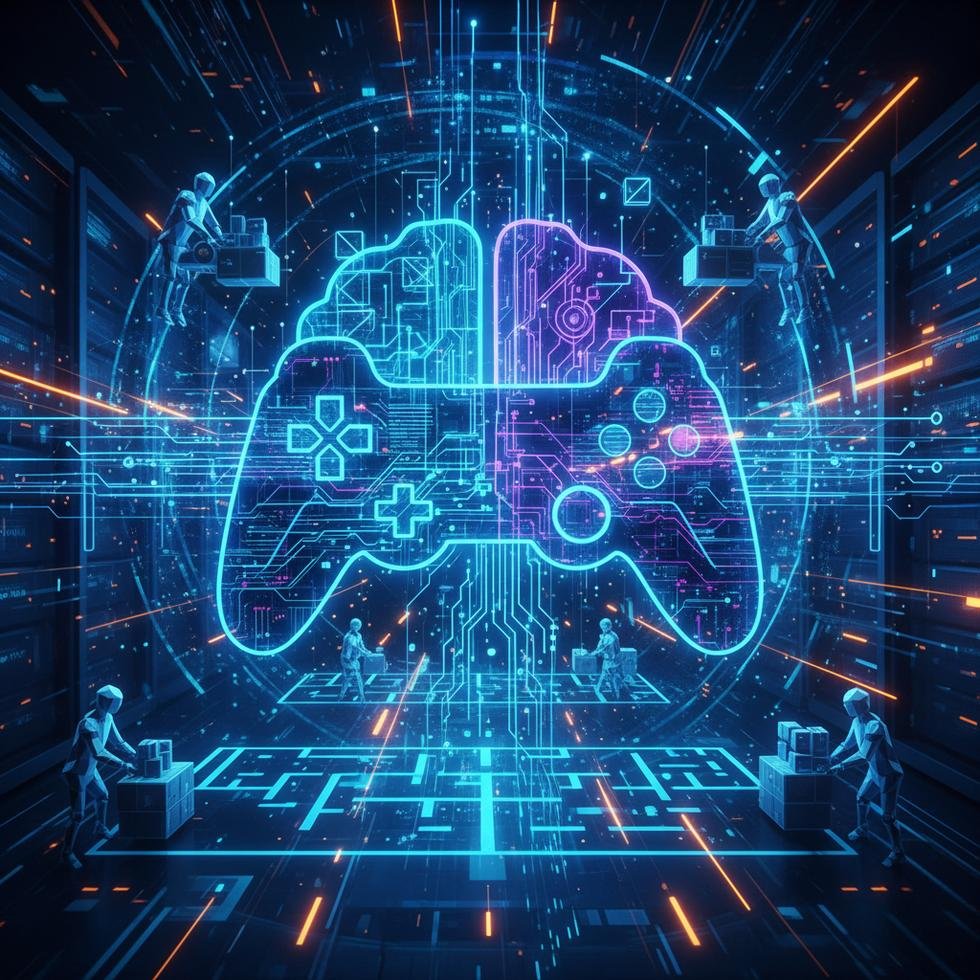 Gaming industry automation and AI concept illustration
