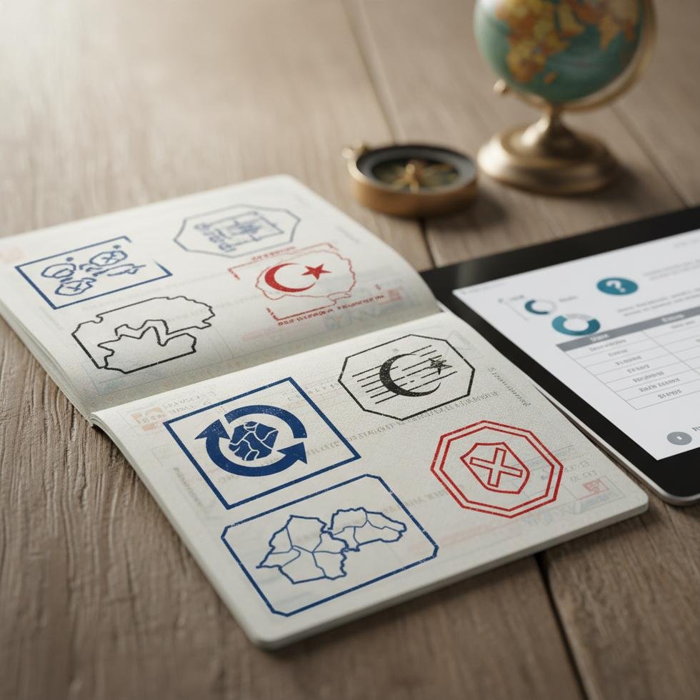 Pasaport sayfasında giriş çıkış damgaları