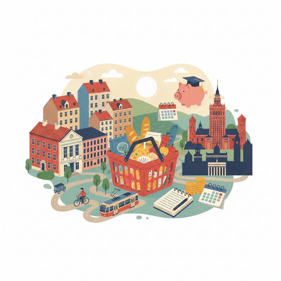 Polonya'da öğrenci için ortalama yaşam giderlerini gösteren tablo