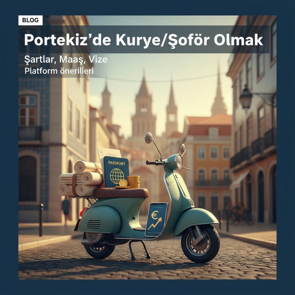 Portekiz’de teslimat yapan bir scooterlı kurye