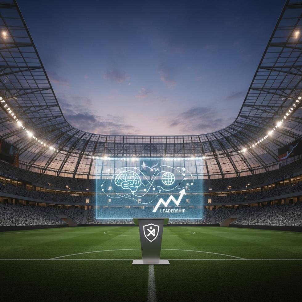 Manchester United'ın menajeri Ruben Amorim, futbol sahasında röportaj verirken