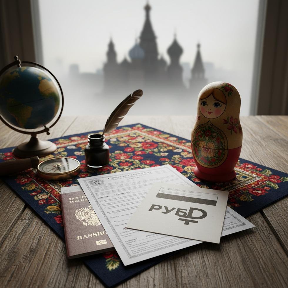 Rusya'da banka hesabı açma işlemi için belge hazırlayan kişi