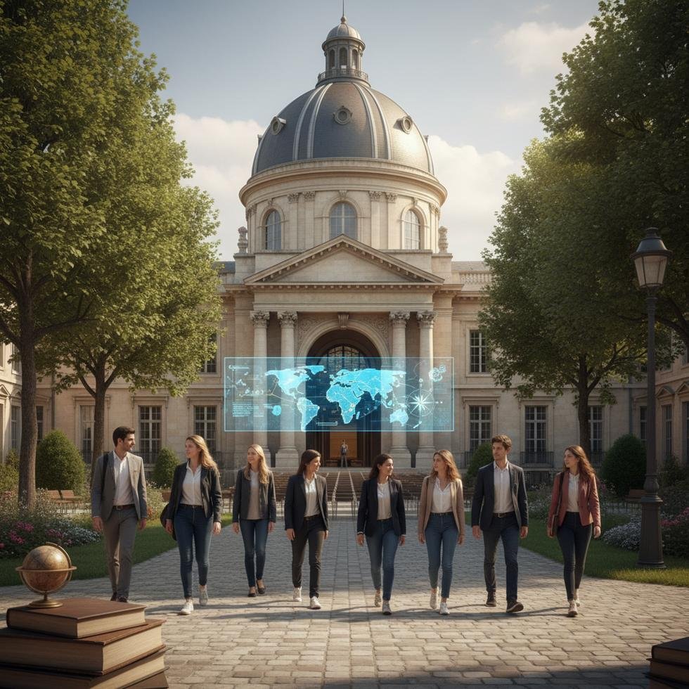 Fransa’da bir üniversite kampüsünde, istihbarat alanında eğitim gören öğrenciler.