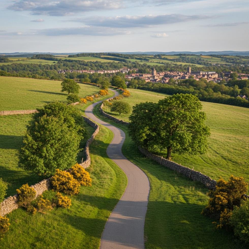 Sheffield'da bir parkta yürüyen öğrenciler