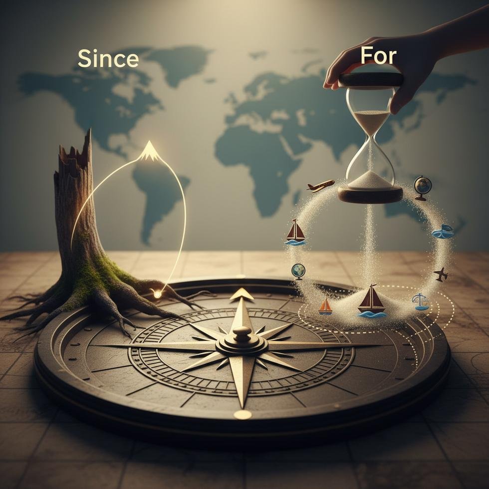 Since ve For kelimelerinin karşılaştırıldığı İngilizce dil bilgisi tablosu