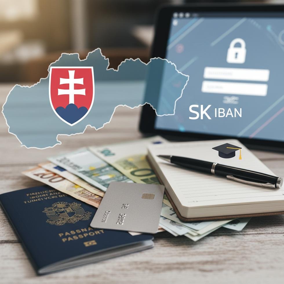 Slovakya'da banka hesabı açılışı yapan bir öğrenci
