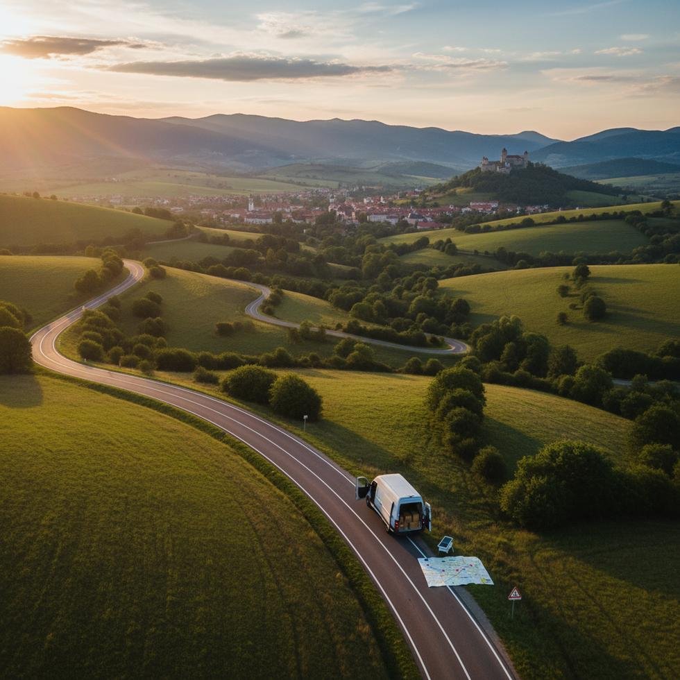 Slovakya’da kargo teslimatı yapan kurye aracı