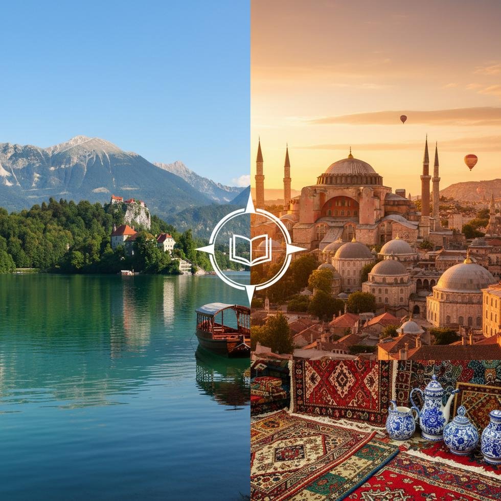 Slovenya ve Türkiye şehir manzaralarında öğrenci yaşamı