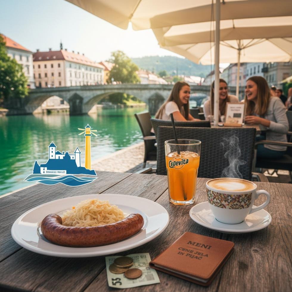 Slovenya'da kafede yemek yiyen öğrenciler