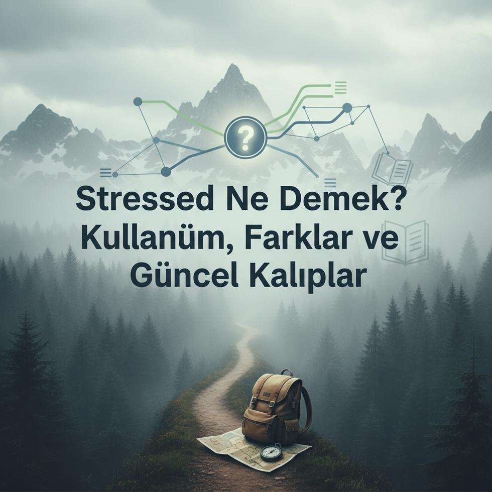 Stressed kelimesinin anlamını açıklayan bir İngilizce çalışma görseli