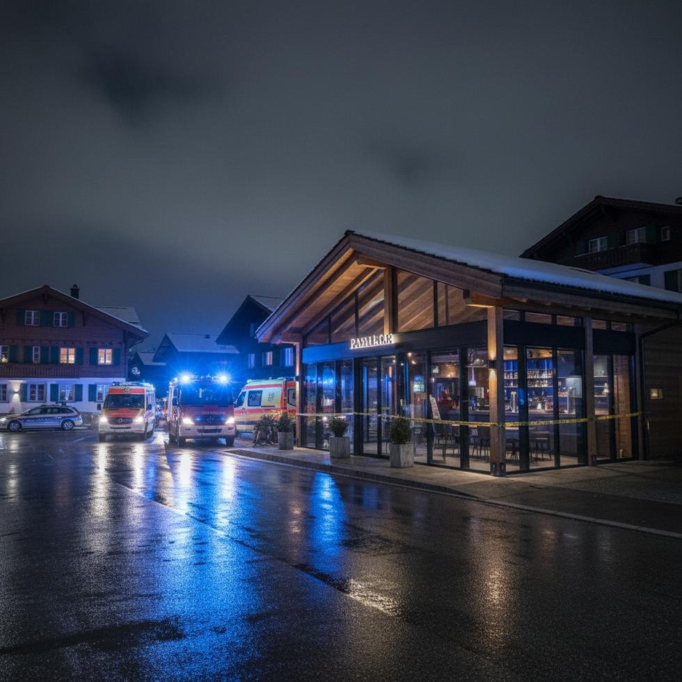 Isvicre bar dis guzergahi ve acil durum araclari gece saatlerinde