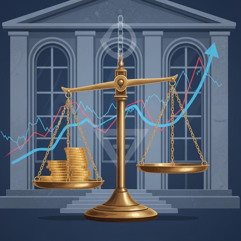 TÜİK binası ve finansal grafikler ile adalet terazisi simgesi