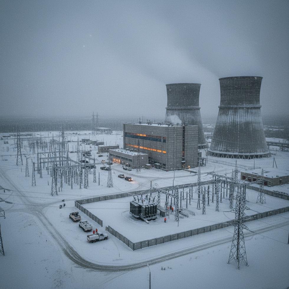 Energy facility in Ukraine during winter emergency