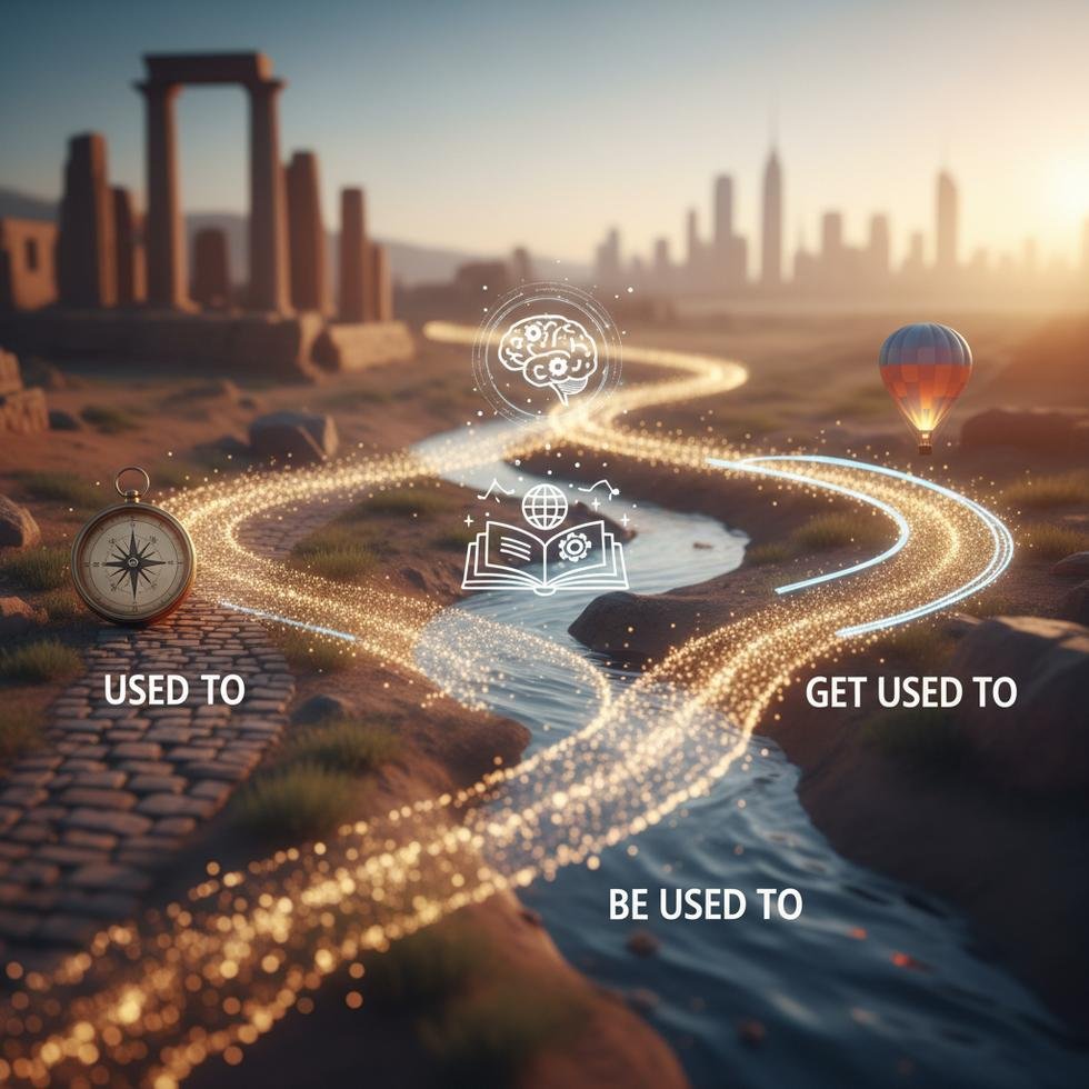 Used to, be used to ve get used to yapılarının anlatıldığı İngilizce dilbilgisi notları