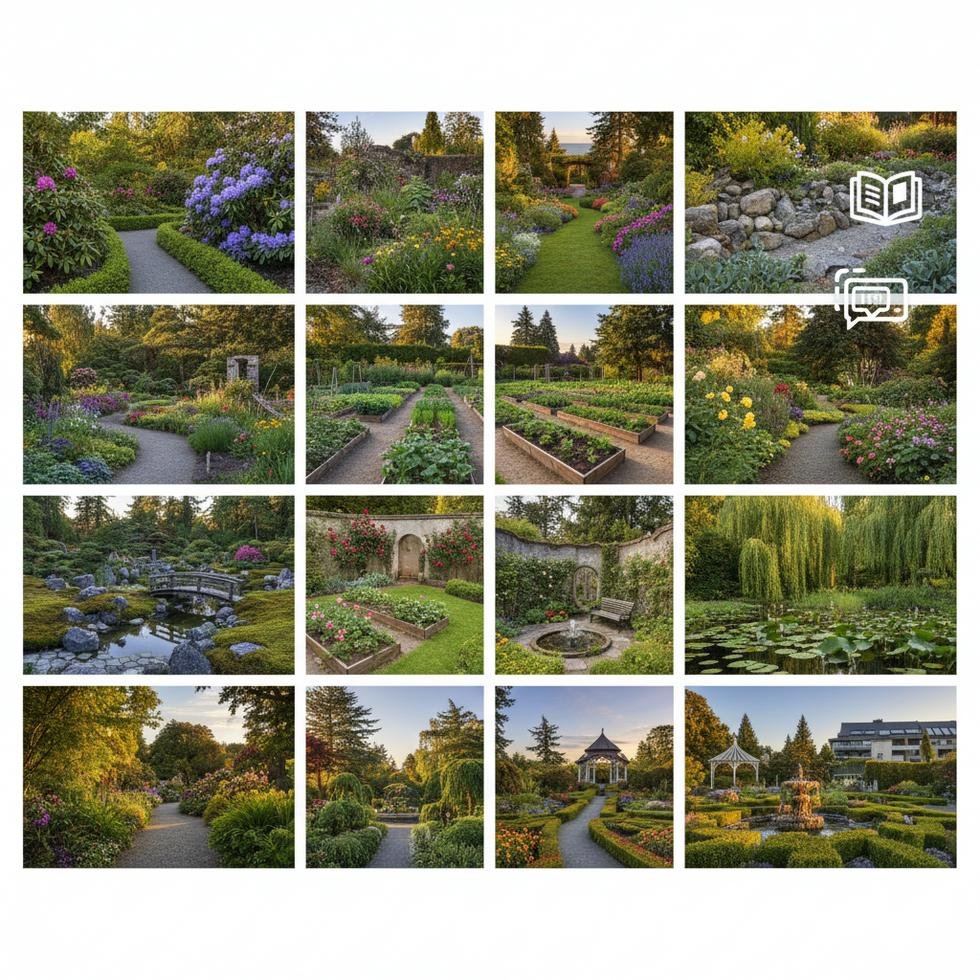 Victoria'da bir parkta yürüyüş yapan insanlar ve bahar çiçekleri