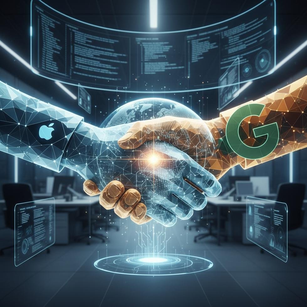 Apple ve Google iş birliği ile yapay zeka teknolojisi simgesi