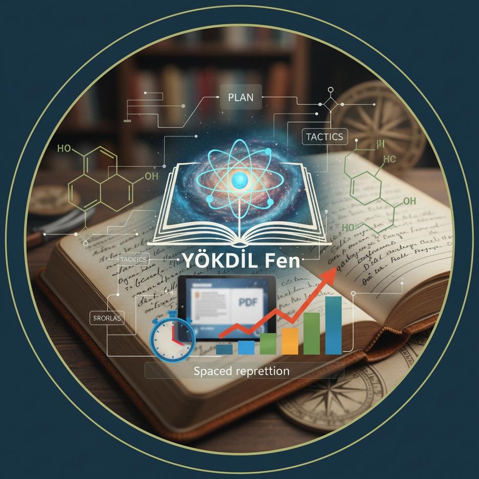 Fen Bilimleri kelime planı üzerine not defteri ve kitaplar