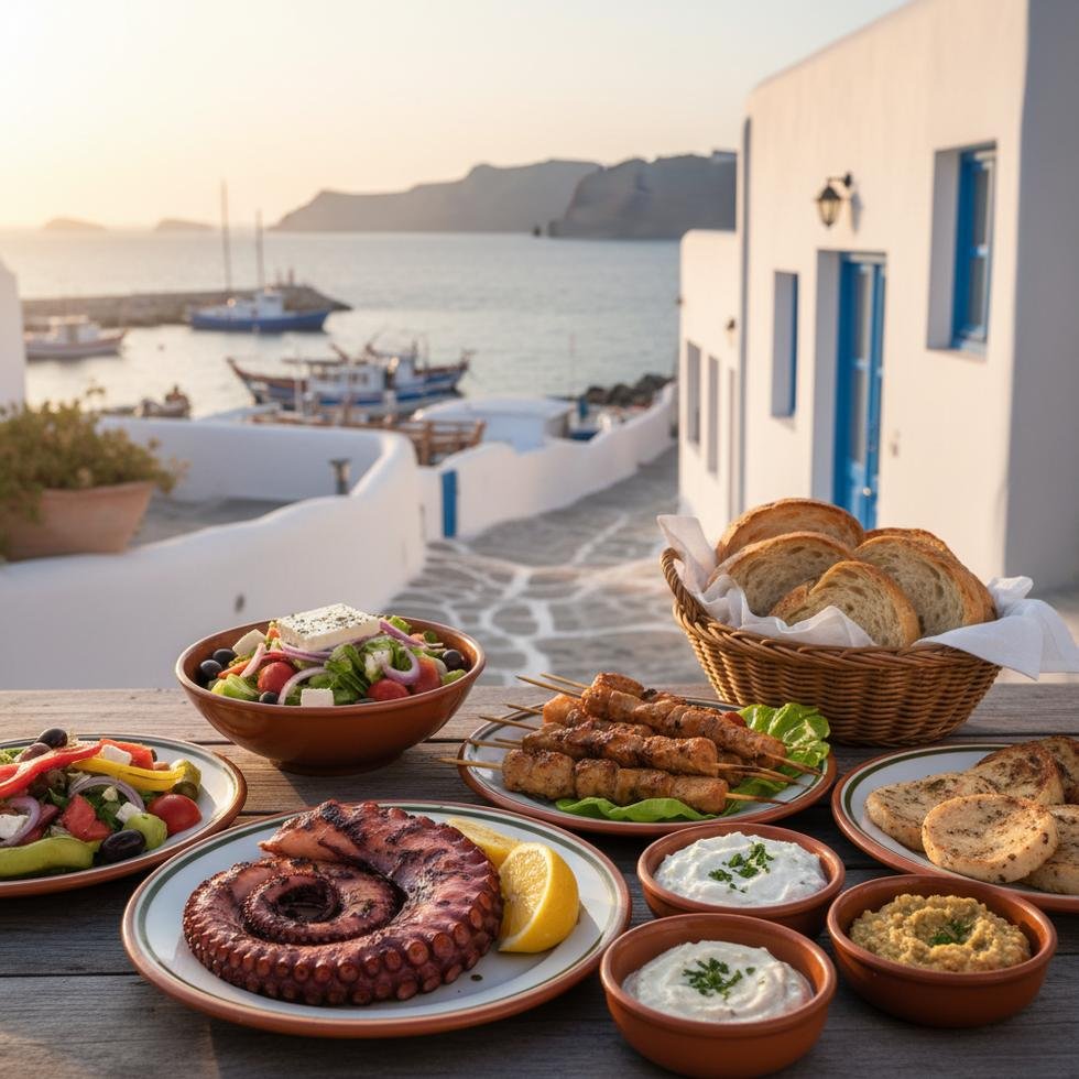 Yunanistan'da dışarıda yemek yiyen insanlar