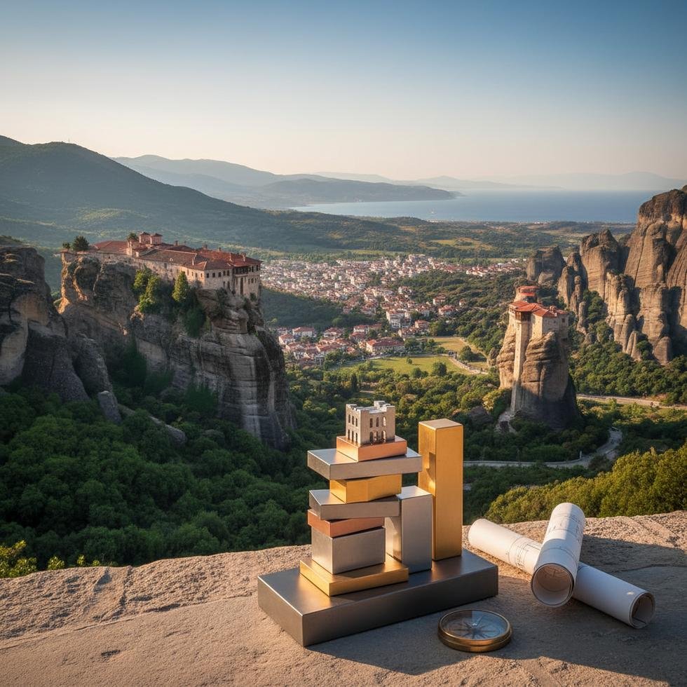 Yunanistan'da mühendis olarak çalışan bir kişinin Atina manzaralı çalışma ortamı