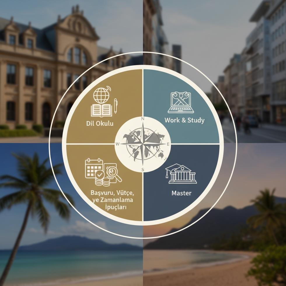 Yurt dışında eğitim planı yapan bir öğrencinin dünya haritası üzerinde yol seçtiği an