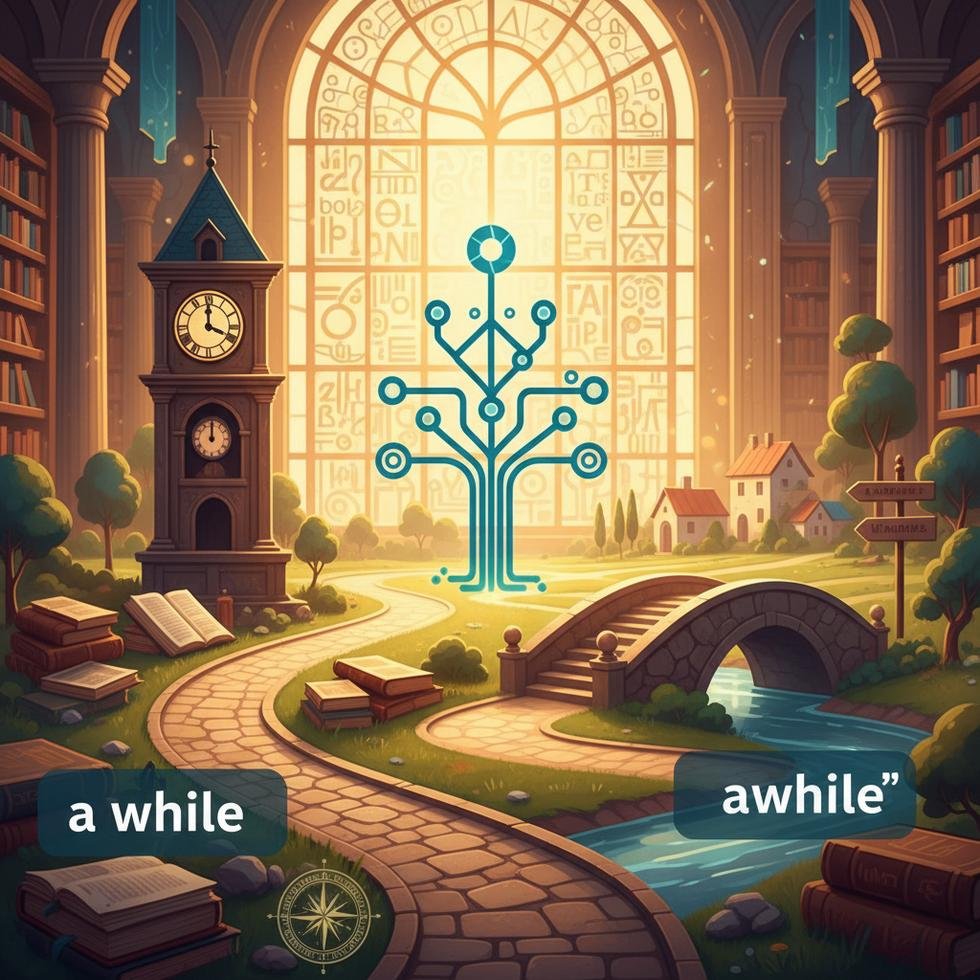 A while ve awhile ifadelerinin farklarını gösteren ingilizce dilbilgisi tablosu