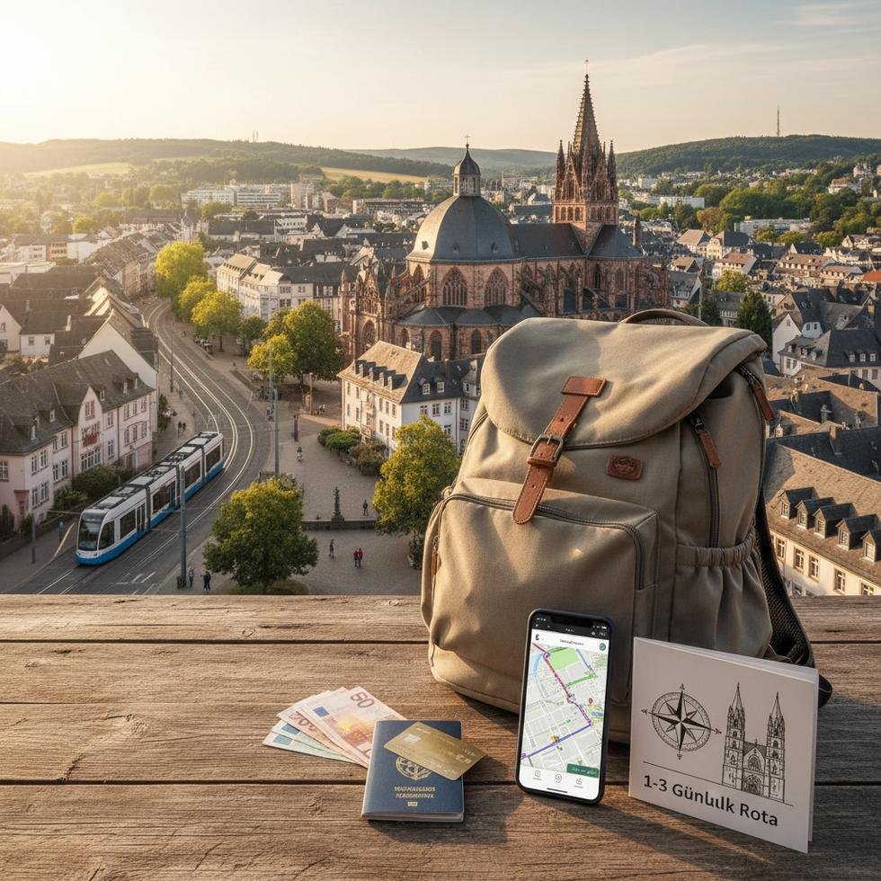 Aachen kent merkezinde tarihi katedral ve şehir meydanı