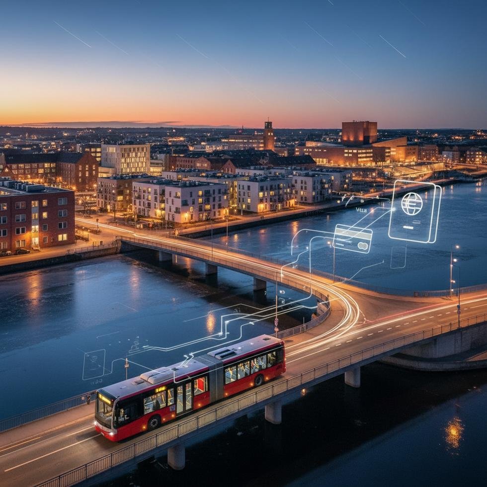 Aalborg şehri, modern mimari ve su kenarı görüntüsü