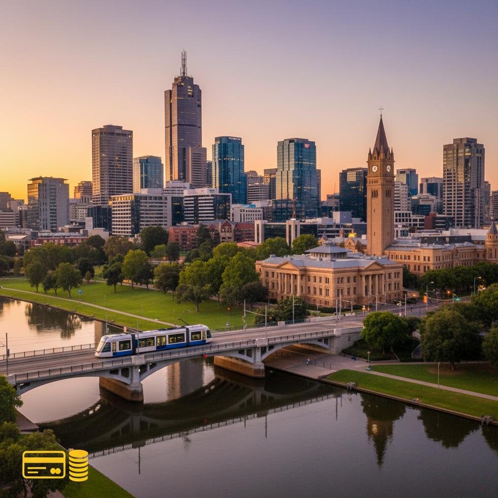 Adelaide şehrinin panoramik görüntüsü ve önemli noktaları