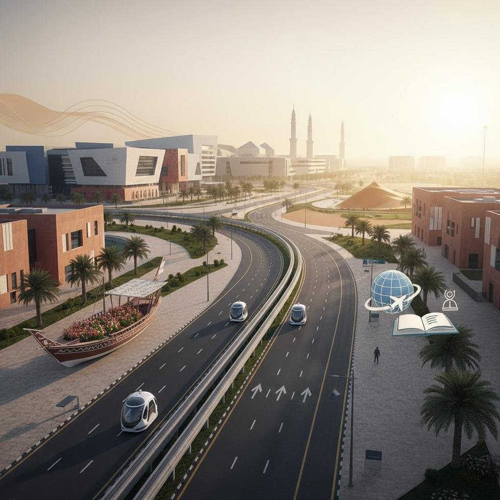 Al Reyyan şehrinin genel görünümü ve modern mimarisi