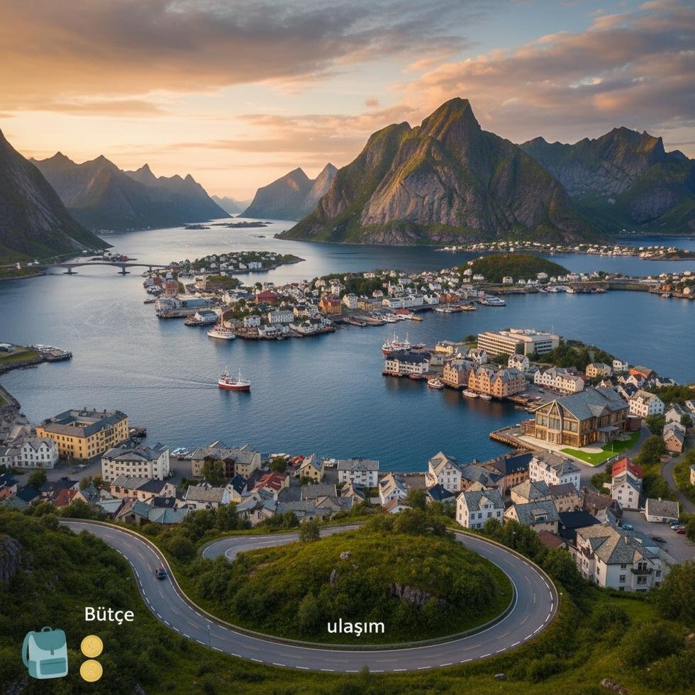Ålesund sahil şehri ve Art Nouveau mimarisi panoramik görünüm