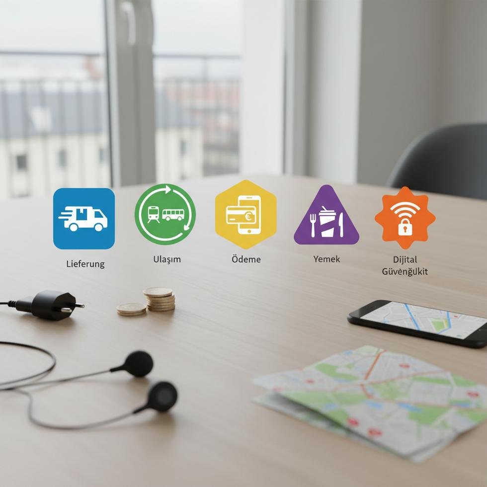 Almanya’da ilk hafta kullanılan teslimat, ulaşım ve ödeme uygulamalarının simgeleri